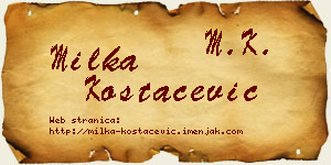 Milka Kostačević vizit kartica